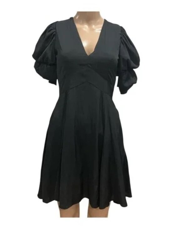 1. State Dresses & Skirts - NWT 1.STATE Women's V-Neck Tiered Bubble Puff Sleeve Mini Dress Black Size XXS